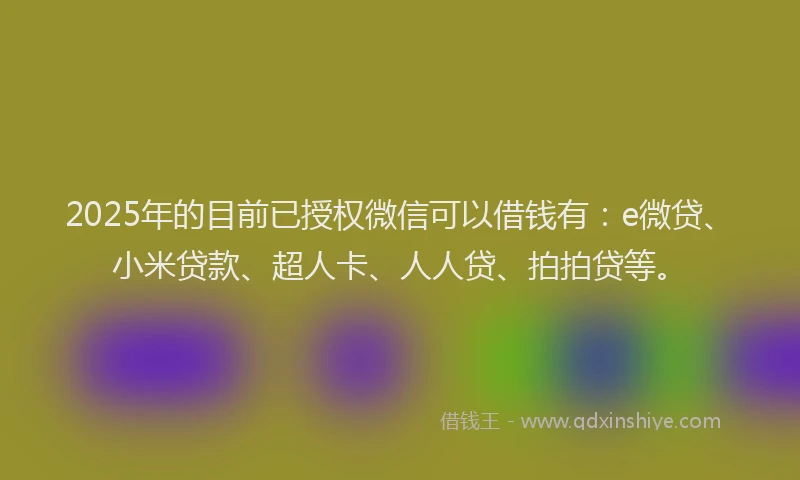 2025年的目前已授权微信可以借钱有：e微贷、小米贷款、超人卡、人人贷、拍拍贷等。
