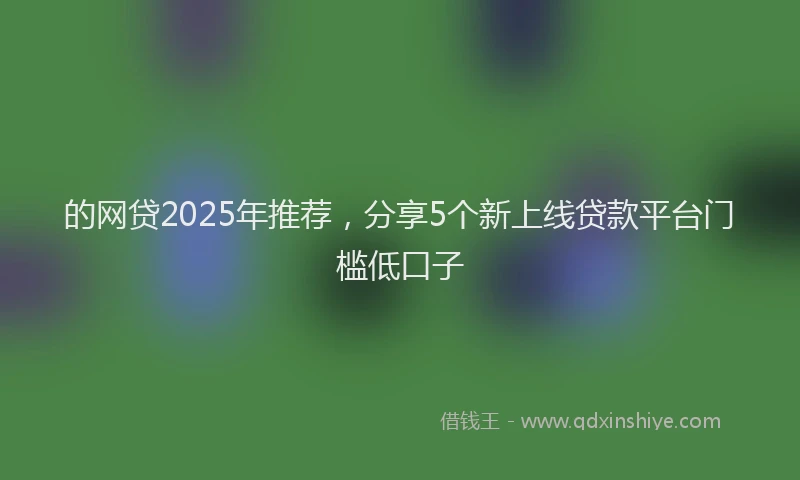 的网贷2025年推荐，分享5个新上线贷款平台门槛低口子