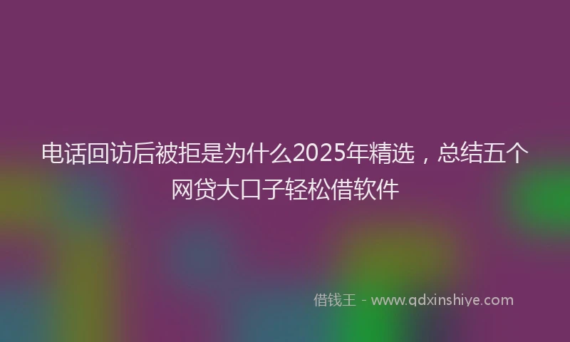 电话回访后被拒是为什么2025年精选，总结五个网贷大口子轻松借软件