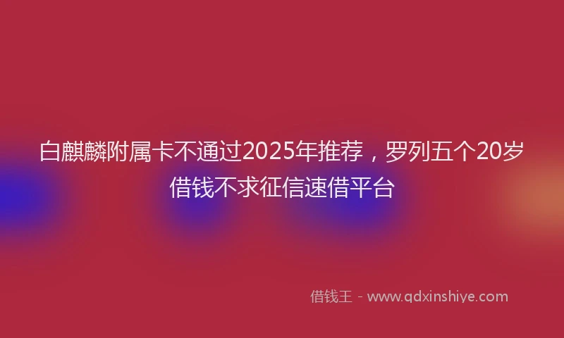 白麒麟附属卡不通过2025年推荐，罗列五个20岁借钱不求征信速借平台
