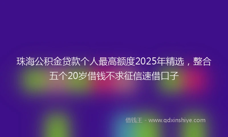 珠海公积金贷款个人最高额度2025年精选，整合五个20岁借钱不求征信速借口子