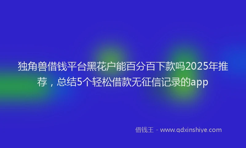 独角兽借钱平台黑花户能百分百下款吗2025年推荐，总结5个轻松借款无征信记录的app