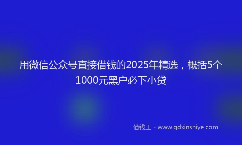 用微信公众号直接借钱的2025年精选，概括5个1000元黑户必下小贷