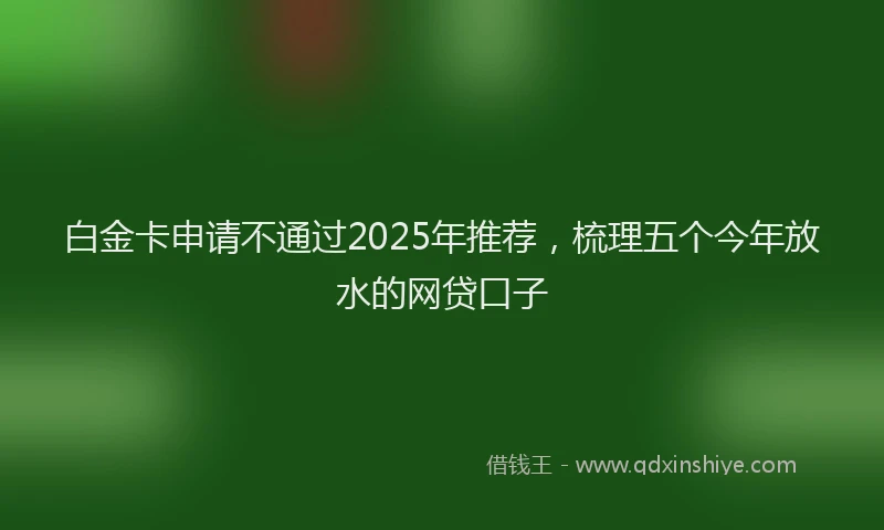 白金卡申请不通过2025年推荐，梳理五个今年放水的网贷口子