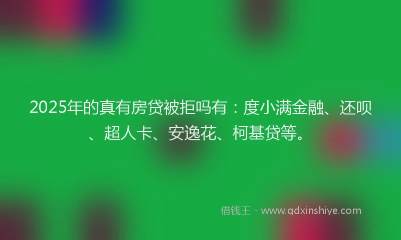 2025年的真有房贷被拒吗有：度小满金融、还呗、超人卡、安逸花、柯基贷等。
