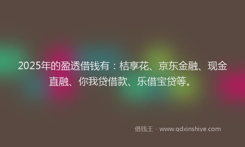 2025年的盈透借钱有：桔享花、京东金融、现金直融、你我贷借款、乐借宝贷等。