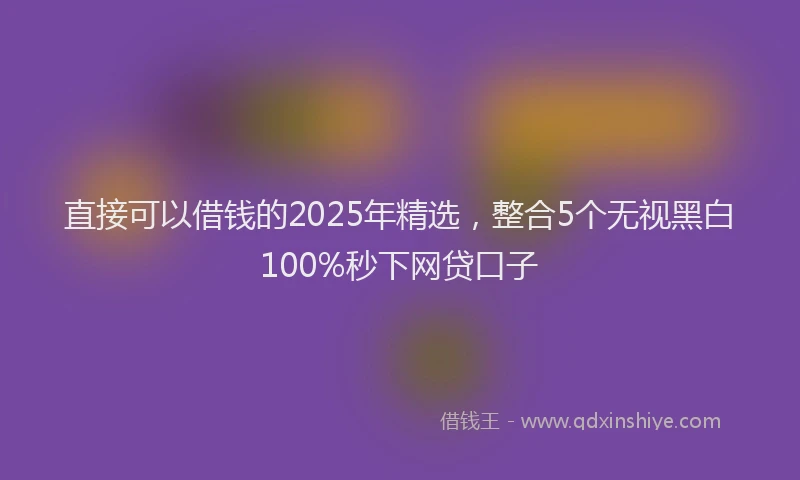 直接可以借钱的2025年精选，整合5个无视黑白100%秒下网贷口子