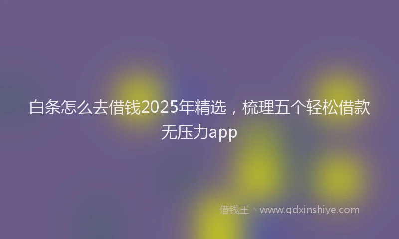 白条怎么去借钱2025年精选，梳理五个轻松借款无压力app