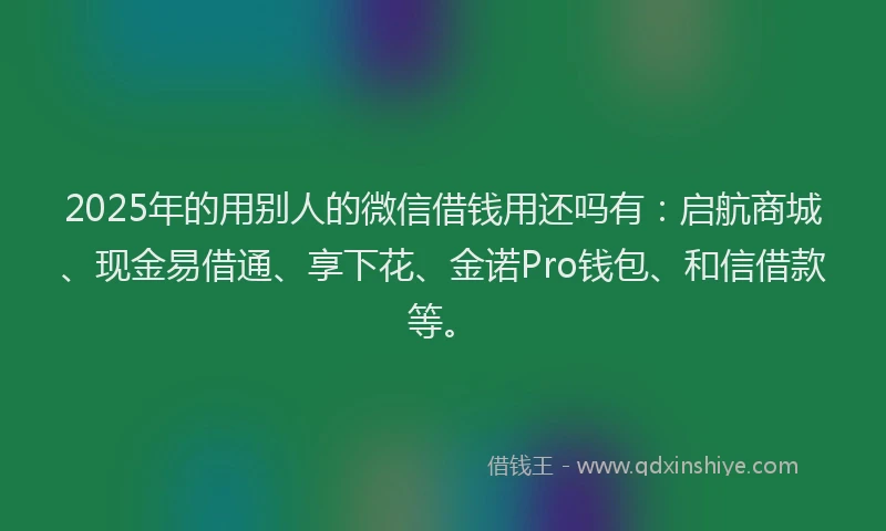 2025年的用别人的微信借钱用还吗有：启航商城、现金易借通、享下花、金诺Pro钱包、和信借款等。