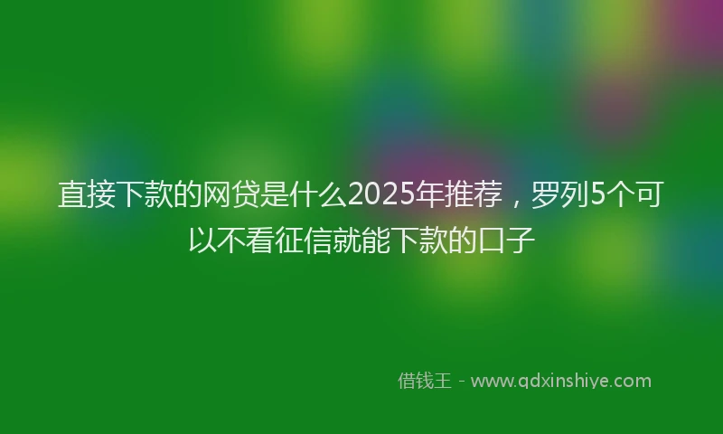 直接下款的网贷是什么2025年推荐，罗列5个可以不看征信就能下款的口子