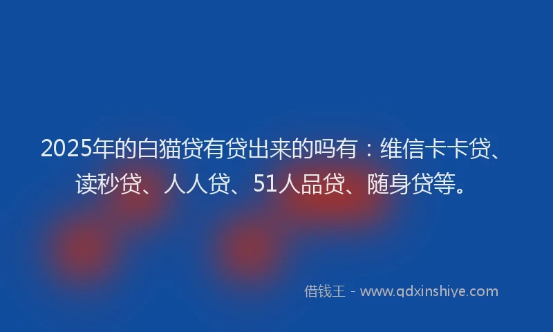 2025年的白猫贷有贷出来的吗有：维信卡卡贷、读秒贷、人人贷、51人品贷、随身贷等。