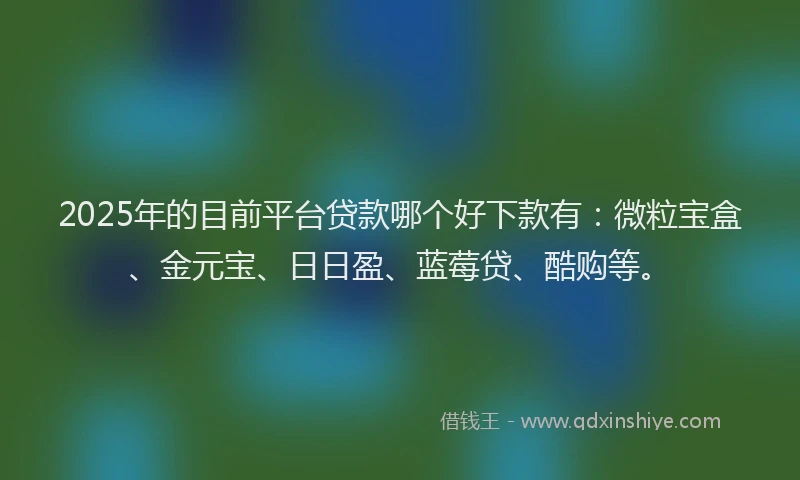 2025年的目前平台贷款哪个好下款有：微粒宝盒、金元宝、日日盈、蓝莓贷、酷购等。