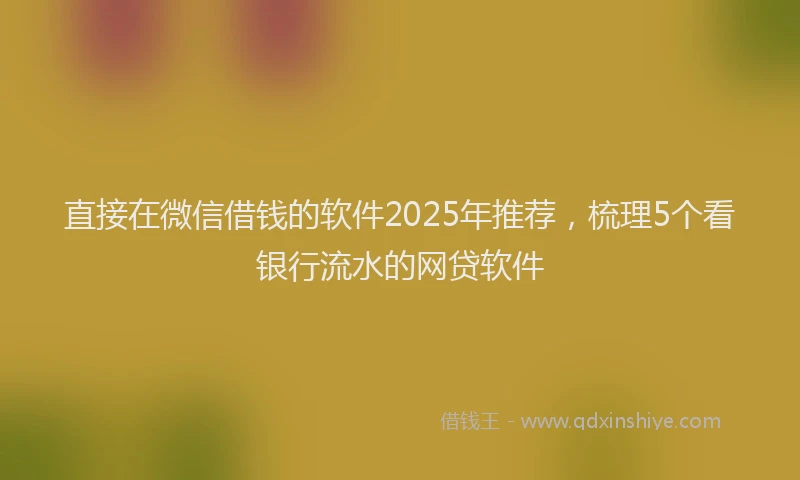 直接在微信借钱的软件2025年推荐，梳理5个看银行流水的网贷软件