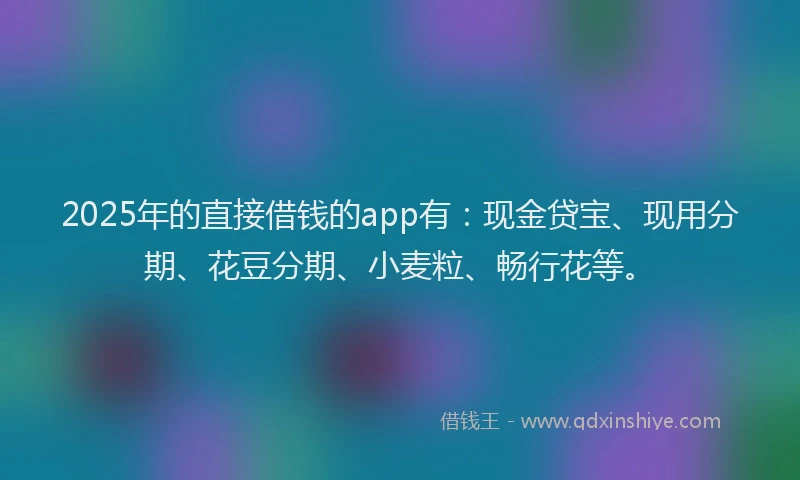 2025年的直接借钱的app有：现金贷宝、现用分期、花豆分期、小麦粒、畅行花等。