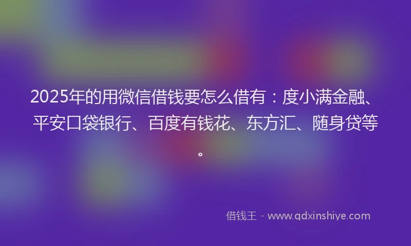 2025年的用微信借钱要怎么借有：度小满金融、平安口袋银行、百度有钱花、东方汇、随身贷等。