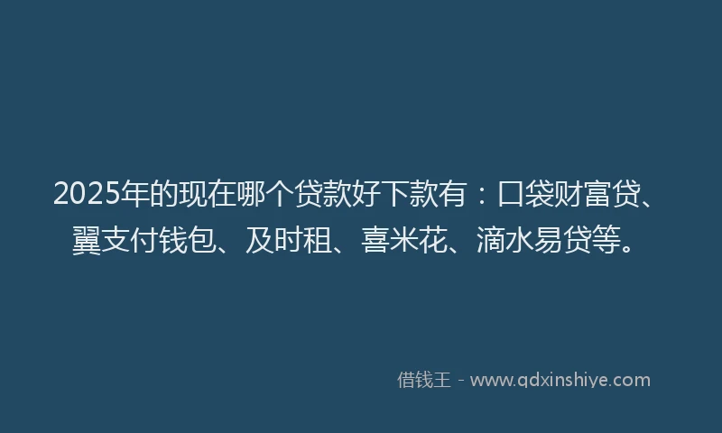 2025年的现在哪个贷款好下款有：口袋财富贷、翼支付钱包、及时租、喜米花、滴水易贷等。