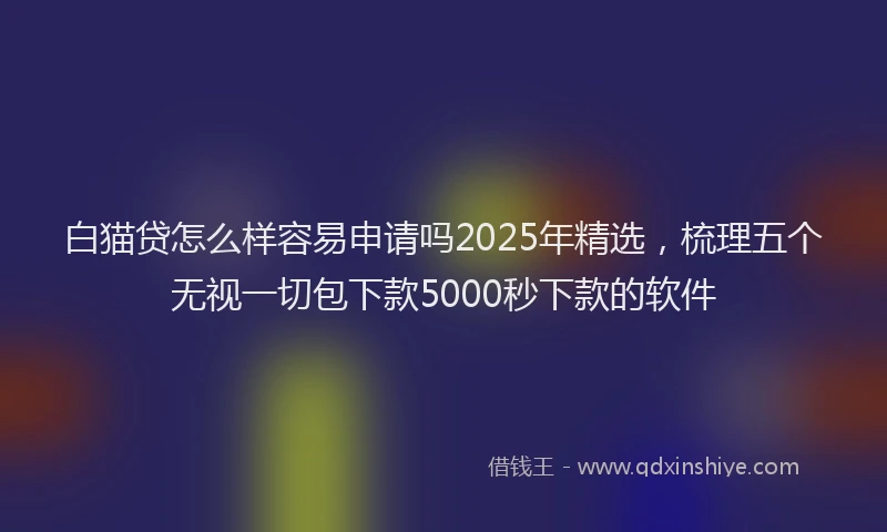 白猫贷怎么样容易申请吗2025年精选，梳理五个无视一切包下款5000秒下款的软件