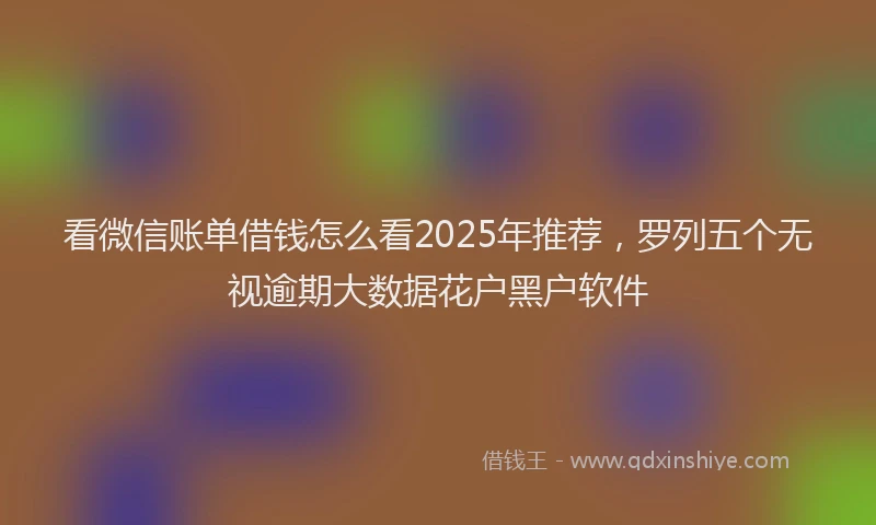 看微信账单借钱怎么看2025年推荐，罗列五个无视逾期大数据花户黑户软件