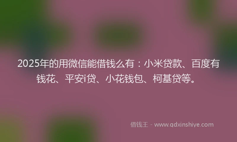 2025年的用微信能借钱么有：小米贷款、百度有钱花、平安i贷、小花钱包、柯基贷等。