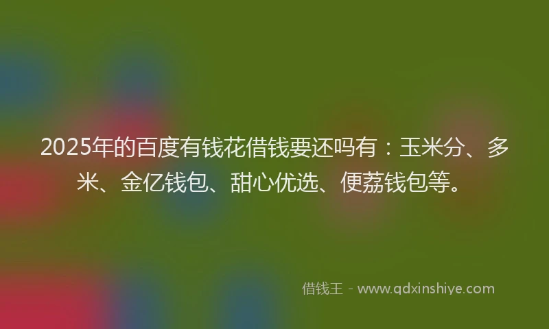 2025年的百度有钱花借钱要还吗有：玉米分、多米、金亿钱包、甜心优选、便荔钱包等。