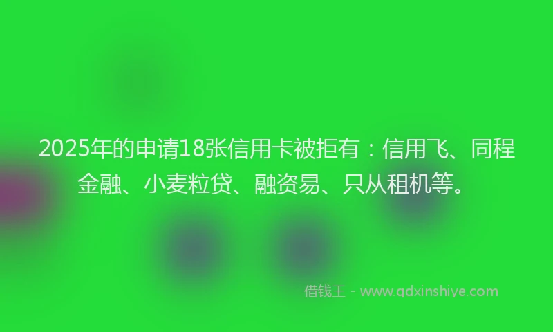 2025年的申请18张信用卡被拒有：信用飞、同程金融、小麦粒贷、融资易、只从租机等。