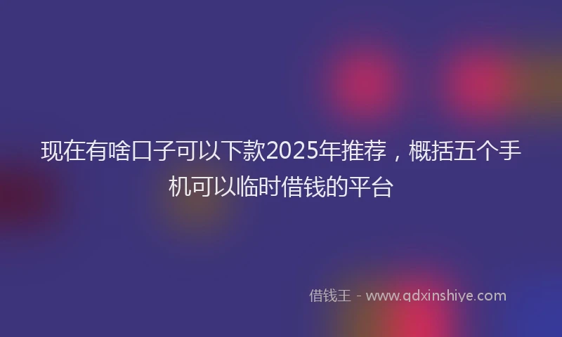 现在有啥口子可以下款2025年推荐，概括五个手机可以临时借钱的平台