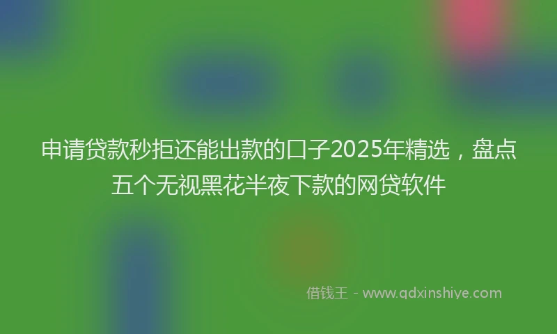 申请贷款秒拒还能出款的口子2025年精选，盘点五个无视黑花半夜下款的网贷软件