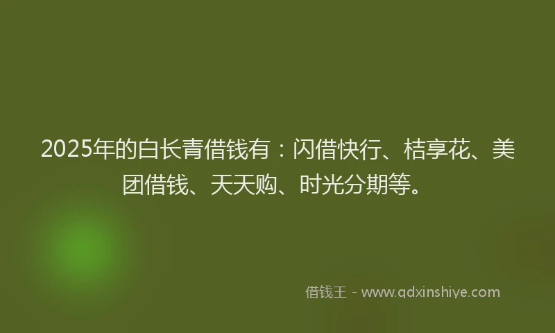 2025年的白长青借钱有：闪借快行、桔享花、美团借钱、天天购、时光分期等。