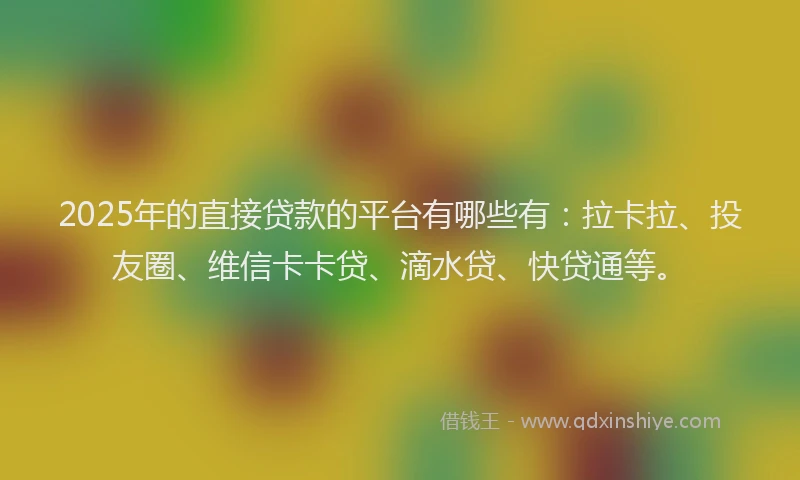 2025年的直接贷款的平台有哪些有：拉卡拉、投友圈、维信卡卡贷、滴水贷、快贷通等。