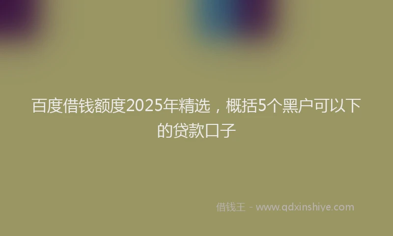 百度借钱额度2025年精选，概括5个黑户可以下的贷款口子