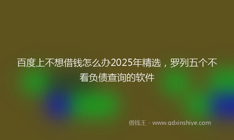 百度上不想借钱怎么办2025年精选，罗列五个不看负债查询的软件