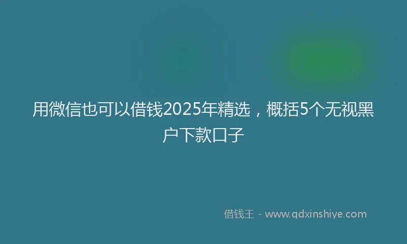 用微信也可以借钱2025年精选，概括5个无视黑户下款口子