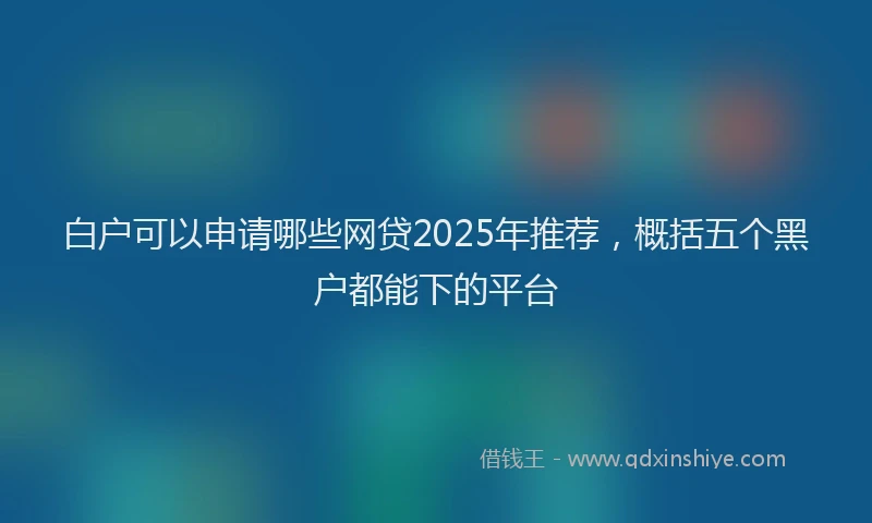 白户可以申请哪些网贷2025年推荐，概括五个黑户都能下的平台