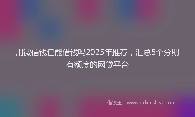 用微信钱包能借钱吗2025年推荐，汇总5个分期有额度的网贷平台