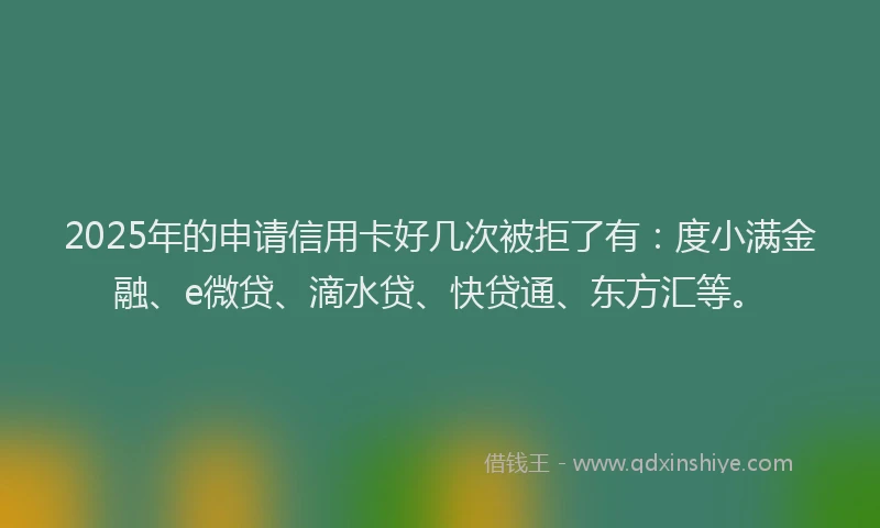2025年的申请信用卡好几次被拒了有：度小满金融、e微贷、滴水贷、快贷通、东方汇等。