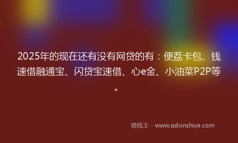 2025年的现在还有没有网贷的有：便荔卡包、钱速借融通宝、闪贷宝速借、心e金、小油菜P2P等。