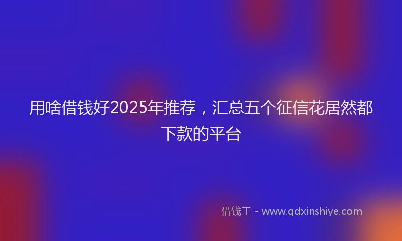 用啥借钱好2025年推荐，汇总五个征信花居然都下款的平台
