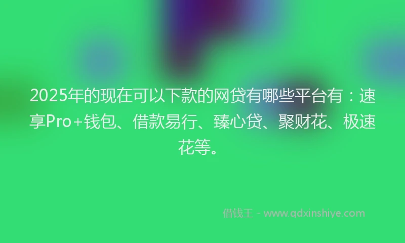 2025年的现在可以下款的网贷有哪些平台有：速享Pro+钱包、借款易行、臻心贷、聚财花、极速花等。
