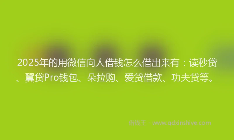 2025年的用微信向人借钱怎么借出来有：读秒贷、翼贷Pro钱包、朵拉购、爱贷借款、功夫贷等。