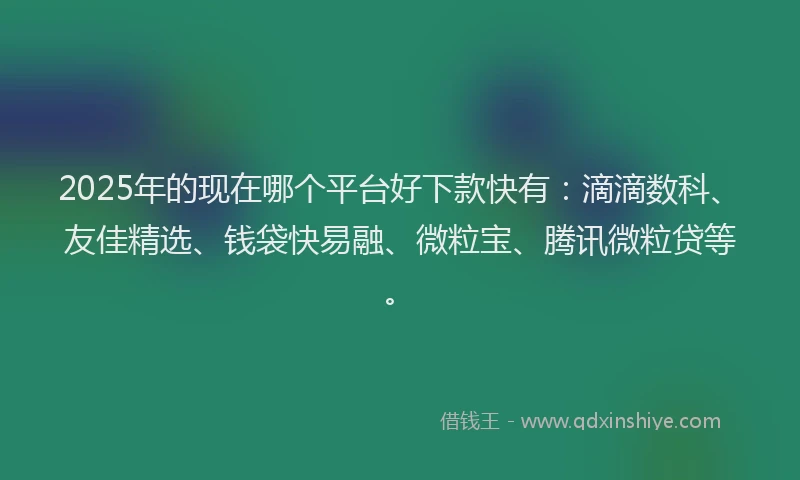 2025年的现在哪个平台好下款快有：滴滴数科、友佳精选、钱袋快易融、微粒宝、腾讯微粒贷等。