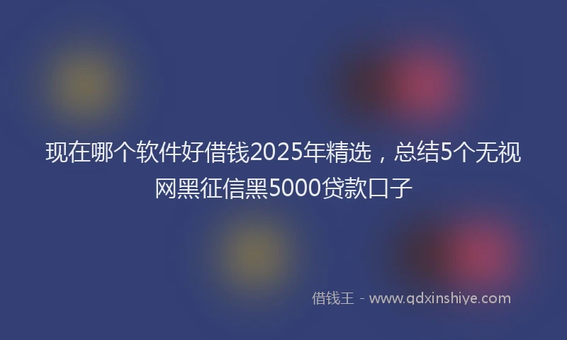 现在哪个软件好借钱2025年精选，总结5个无视网黑征信黑5000贷款口子