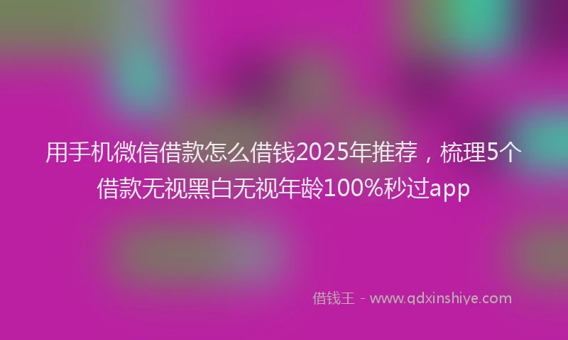 用手机微信借款怎么借钱2025年推荐，梳理5个借款无视黑白无视年龄100%秒过app