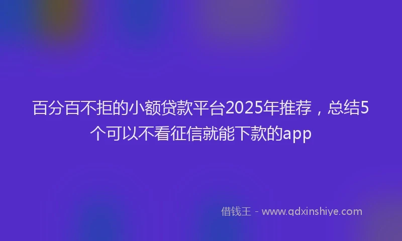 百分百不拒的小额贷款平台2025年推荐，总结5个可以不看征信就能下款的app