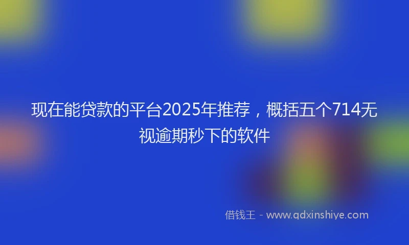 现在能贷款的平台2025年推荐，概括五个714无视逾期秒下的软件