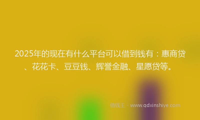 2025年的现在有什么平台可以借到钱有：惠商贷、花花卡、豆豆钱、辉誉金融、星愿贷等。