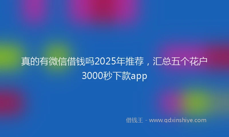 真的有微信借钱吗2025年推荐，汇总五个花户3000秒下款app