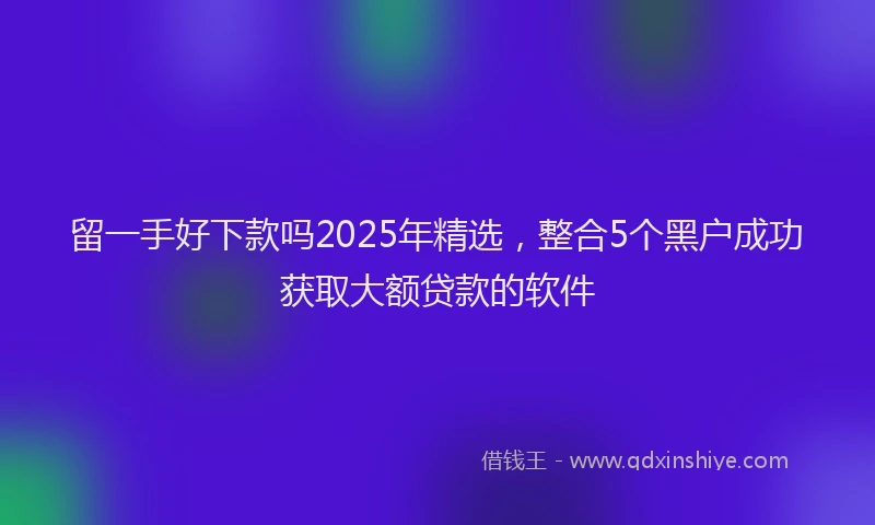 留一手好下款吗2025年精选，整合5个黑户成功获取大额贷款的软件