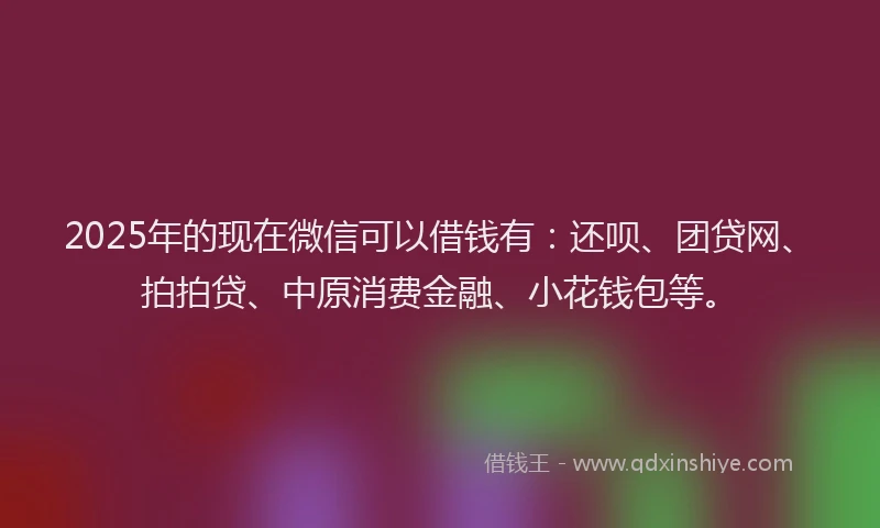 2025年的现在微信可以借钱有：还呗、团贷网、拍拍贷、中原消费金融、小花钱包等。