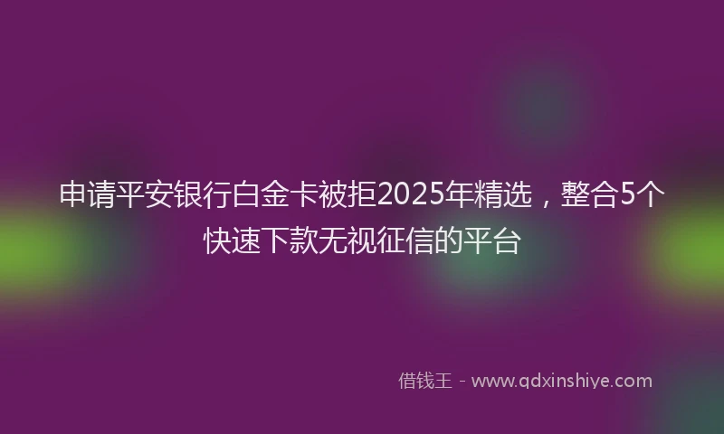 申请平安银行白金卡被拒2025年精选，整合5个快速下款无视征信的平台