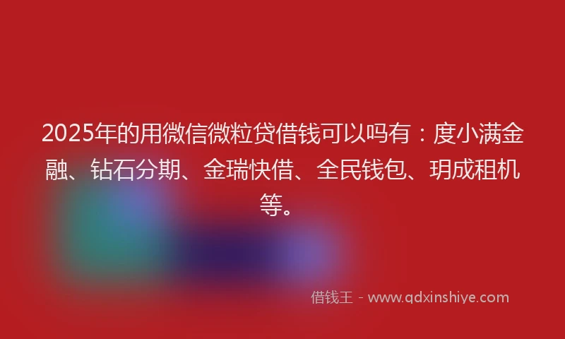 2025年的用微信微粒贷借钱可以吗有：度小满金融、钻石分期、金瑞快借、全民钱包、玥成租机等。